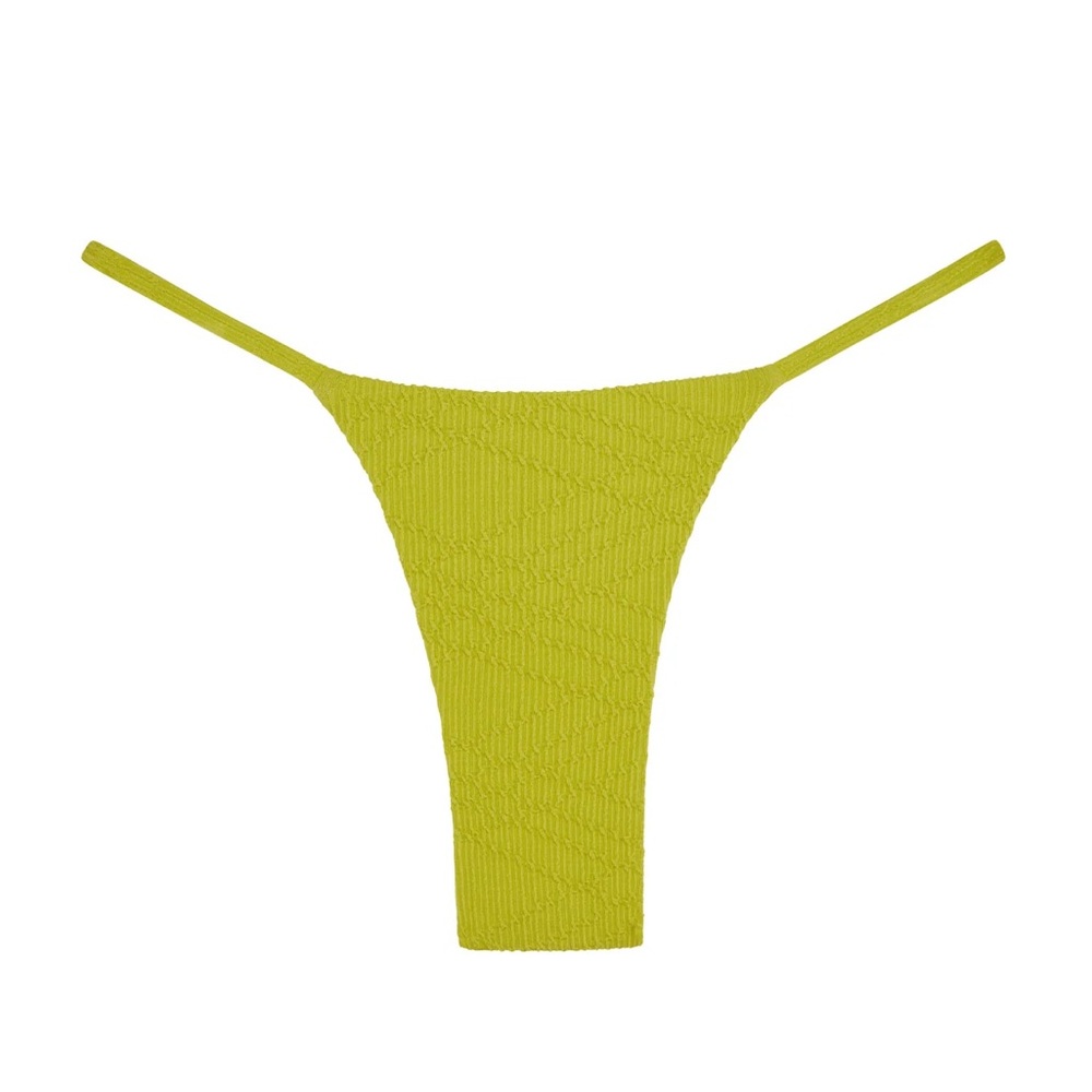 Monday Swimwear Barbados Bikini Bottom in Chartreuse Summer Plaid NWT